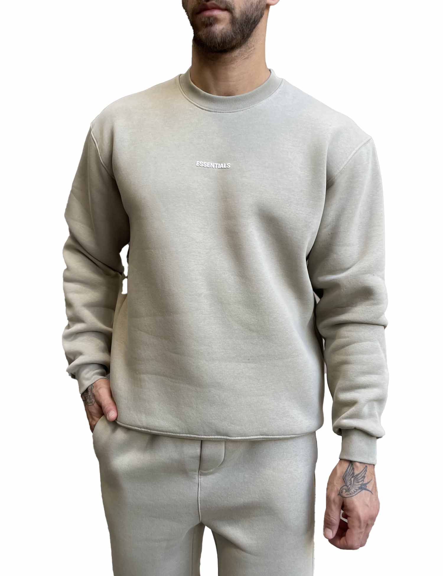 Ανδρικό ανοιχτό λαδί φούτερ με στρογγυλή λαιμόκοψη και λογότυπο στο στήθος ES26004L φωτογραφία